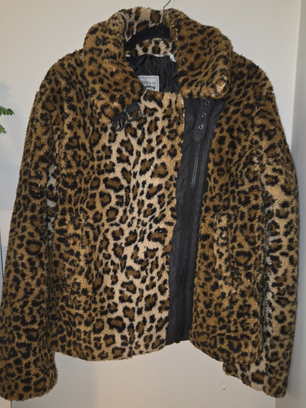 Levi's Megan Leopard Sherpa Moto Jacket- Medium